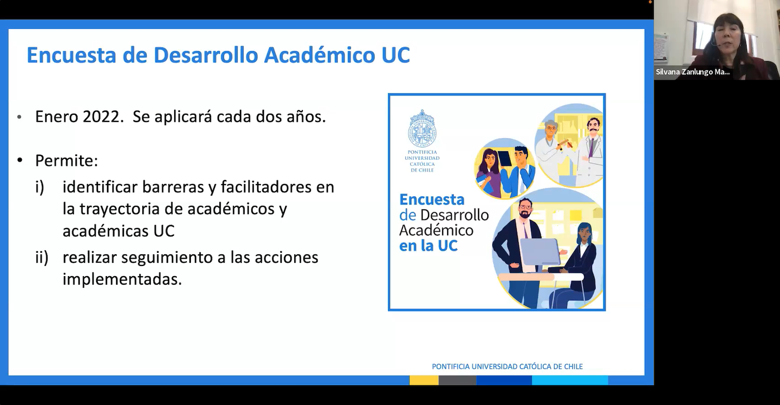 La presentación incluyó las diversas acciones con las que la UC apoya el desarrollo de la carrera académica de sus docentes.